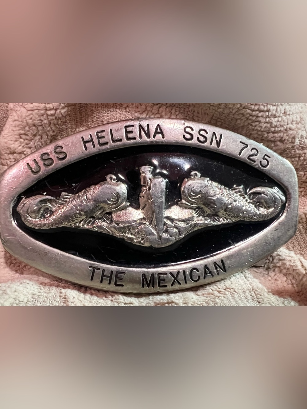 Helena Black and Silver USS Helena SSN 725 Belt Buckle